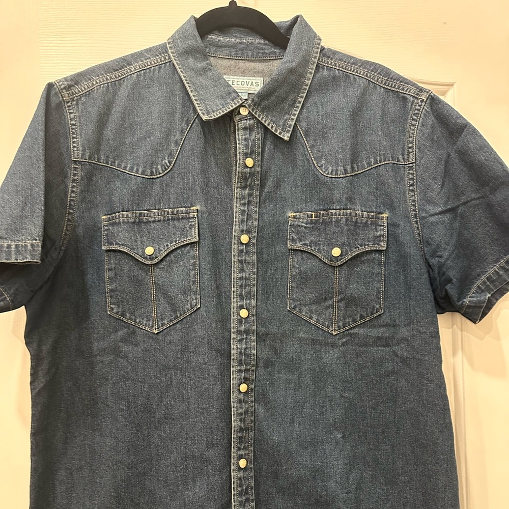 Tecovas Men's Blue Denim Button-Down Shirt